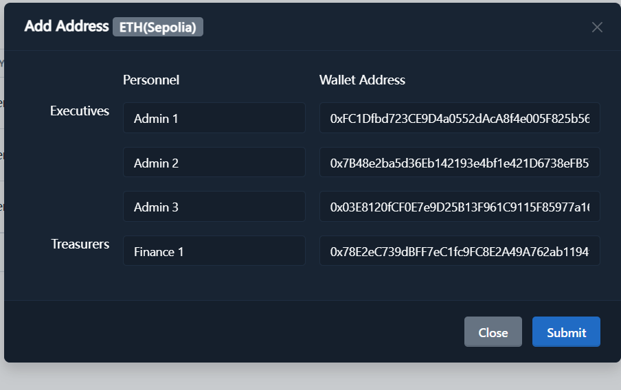 Add Administrator Addresses